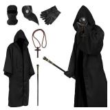 Vanleonet Halloween Plague Doctor Costume, Scary Halloween Mask for Cosplay Party Prom Gifts Set 6 Pcs (size unknown)