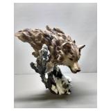 Winter Wolf Resin Sculpture 16" Tall