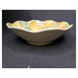 Vintage CORNING WARE Symphony 3 qt Covered Casserole Baking Dish with Brown Lid and Wavy Lemon Bowl