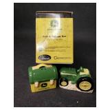 John Deer Salt and Pepper Shakers in Box and Lionel The Train Tin Candy Pale with Lollipops