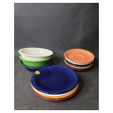 Fiesta Ware  (3) Rimmed Bowls (6) Saucers and (3) Bread Plates