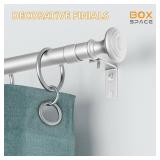 Box Space Curtain Rods for Windows 28 to 48 Inch, 3/4 Inch Diameter Heavy Duty Curtain Rod, Adjustable Length Small Window Curtain Rod Drapery Rod with Decorative Finials, Silver Retail $19.99