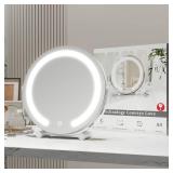 ROLOVE 12 Inch Vanity Mirror with Lights, Round Light Up Makeup Mirror, LED Mirror Makeup Mirror with Lights for Bedroom Tabletop, Smart Touch Control 3 Colors Dimmable, 360° Rotation White Retail $3