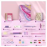 PERRYHOME DIY Journal Kit for Girls Ages 8-12, Stationery Journal Set for Teenage Girls Ages 8-12 Scrapbook & Diary Kits, Journaling Art Crafts Kit Teen 8-10-12 Year Old Girl Birthday Gifts - Purple R