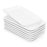 Foraineam Set of 8 Pieces 8 Inch Rectangular Porcelain Platters Dessert, Appetizer, Salad Plates White Serving Trays Retail $33.74