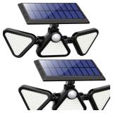 ZOOKKI Solar Lights Outdoor Waterproof, 180 LED 3 Heads Solar Motion Sensor Outdoor Lights, 270° Wide Angle Solar Flood Wall Security Lights for Front Door Yard Garage, 2 Pack Retail $27.99