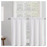 Chyhomenyc 2 Panels White Curtains 24 Inch Length Tier Curtains, Faux Linen Textured Small Cafe Curtains, Light Filtering Short Camper Curtains for RV Window Bathroom, 30x24 Inch, 2PCS Retail $11.84