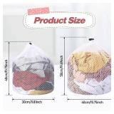 2pcs Mesh Laundry Bags for Socks, Machine Washable Drawstring Design Travel Mesh Laundry Wash Bags White Drawstring Garment Bags for Laundry Storage for Home Dorm Hotel Travel Use,14x18 Retail $8.99