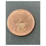 1 oz AVDP .999 fine copper round grizzly bear design