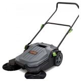 Cordless Walk-Behind Manual Push Floor Sweeper, 6.6 Gallon Capacity, 27.5-in. Sweeping Width