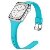 Laffav Slim Band Compatible with Apple Watch 40mm 38mm 41mm 44mm 42mm 45mm 46mm 49mm for Women Men, Soft Silicone Narrow Thin Sport Replacement Strap for iWatch Series 10 9 8 7 6 5 4 3 2 1 Ultra SE