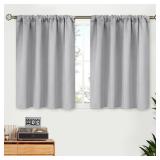 BGment Short Blackout Curtains 36 Inches Length - Rod Pocket Thermal Insulated Room Darkening Window Drapes for Kitchen Bedroom Bathroom, Light Grey, 2 Panels, 42 x 36 Inch