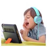 IMYB V1 Kids Headphones, Wired Stereo Foldable Tangle-Free 3.5mm Adjustable On-Ear Headphones for Kids for School/Toddlers/Childrens/Teens/Boys/Girls/Ipad/Tablet/Kindle/Phones/Travel/Plane (Green)