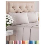 King Size 4 Piece Sheet Set - Comfy Breathable & Cooling Sheets - Hotel Luxury Bed Sheets for Women and Men - Deep Pockets, Easy-Fit, Soft and Wrinkle Free Sheets - Light Grey Oeko-Tex Bed Sheet Set