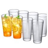 Amazing Abby - Cafely - 24-Ounce Plastic Tumblers (Set of 8), Plastic Drinking Glasses, Restaurant-Style Tumblers, Commercial-Grade Cups, Stackable, BPA-Free, Shatter-Proof, Dishwasher-Safe, Clear