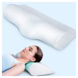 Cervical Neck Pillows for Pain Relief Sleeping, High-Density Memory Foam Pillow Neck Bolster Support Pillow Neck and Shoulder Relaxer, Neck Decompression Devices Orthopedic Roll Pillow for Bed Office