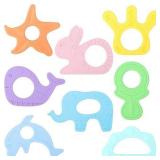 BEBOAN Silicone Baby Teething Toys, 8 Pack Cute Baby Teether Baby Teething Ring Baby Chew Toys Baby Frozen Teether, BPA Free Easy to Grip Baby Teether Gifts for Infant Girls Boys 3 Months +