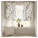 Lot of 2 jinchan Linen Kitchen Curtains Floral Tier Curtains 36 Inch Farmhouse Botanic Cafe Curtains Small Window Curtains Rustic Half Window Curtains for Living Room Bathroom Laundry 2 Panels Black o