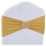 LEBENGURU Gold Spandex Chair Sashes, 30pcs Premium Stretch Chair Bows with Buckle Slider, Universal Elastic Chair Bands for Wedding Party Banquet Decoration