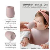 SAMiGO Silicone Baby Cups for 6-12 Months Infants - Tiny Open Cups - Training Cups for Baby Led Weaning - Set of 2 Drinking Cups