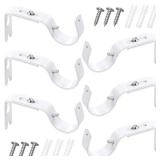 6 Pieces Curtain Rod Brackets General Adjustable Curtain Rod Holder Wall Bracket Hooks Outside Mounted Blinds Curtain Rod Bracket with Screws for 1 Inch Diameter Curtain Rod (White)