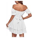 LYANER Off Shoulder Ruffle Mini Dress