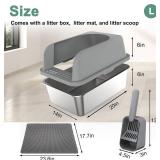 $64 Stainless Steel Litter Box L (Dark Grey)