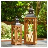 $99 2 Pack Farmhouse Diamond Wood/Metal Lanterns