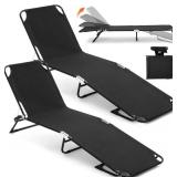 $60 2 Pack Folding Chaise Lounge (Black)