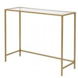 39.4" Console Sofa Table, Glass, Gold Color