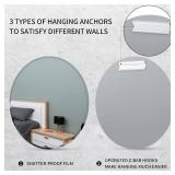 $55 24 Inch Frameless Round Mirror, Beveled Edge