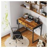 $62 31 Inch Desk with Drawers, Rustic Brown