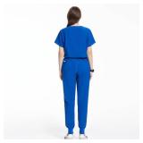 Uniforms World Scrubs for Women Set - Stretch Scrub Top & Pants with 8 Pockets, Yoga Waistband, Anti Wrinkle, Slim Fit