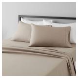 Amazon Basics Lightweight Super Soft Easy Care Microfiber 4-Piece Bed Sheet Set with 14-Inch Deep Pockets, Full, Taupe, Solid