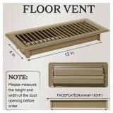 Floor Vents Floor Registers 4x12 inch, Heavy Duty Metal Heat Air Vent Covers 4 X 12 with Rust Proof Finish for Home Office Wall Floor Registers Grilles & Vents (8, Brown, 4x12 Inches)