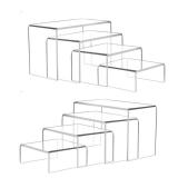 Pwbarwq 8 Pcs Acrylic Display Risers, 2 Sets Small Size Clear Shelf Riser, 0.15" Thick Acrylic Risers Display Stands, Risers Display Stands for Figure, Action Display, Dessert, Candy, Jewelry Showcase