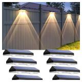 Solar Fence Lights Outdoor - 2700/4000/6000K 3 Mode, IP65 Waterproof Fence Solar Lights Outdoor, Solar Deck Lights for Outside, Backyard/Railing/Step/Patio/Deck Fence/Stair Railings and Wall (8 pack)