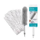 Bona High Performance Dusting System - 1 Compact Handle, 5 Disposable Dusters, & 1 Reusable Duster - Compact Dusting Kit Removes Dust & Pet Hair