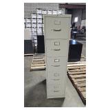 Beige Stationary Vertical Filing Cabinet - Letter, 5 Drawer, File Cabinet with Lock, Metal Filing Cabinet Fully Assembled, Desk File Cabinets for Home Office Fit Letter/Legal/A4 Size Files