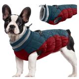 FUAMEY Dog Winter Jacket,Dog Cold Weather Coats Paded Dog Vest with Harness Built in Pet Warm Clothes Dog Apparel with Back Zipper Dog Water Resistant Coat for Small Medium Large Dogs Dark Blue XS