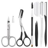 Eyebrow Trimmer Kit, 6 in 1 Eyebrow Scissors, Tweezer, Eyebrow Razor, Shaping Scissors & Brush for Women