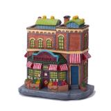 QPURP Christmas Village House with Light, Light up Market Scene Holiday Decor Building