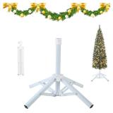 Christmas Tree Stand for Live Tree, Foldable Artificial Christmas Tree Base Holder Fits for 2Ft to 6Ft Christmas Tree, Fits 0.5Inch-1 Inch Tree Pole, White