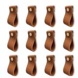 Hiili & Kaala Leather Dresser Knobs, 12 Pack , Upgrade The Look of Furniture, Perfect Replacement of Metal Soft Drawer Cabinet Knobs (Brown)