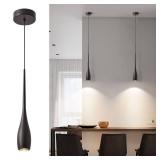 JULiN HOME Black Pendant Light for Kitchen Island, LED Dimmable Pendant Light fixtures, Small Modern Industrial Hanging Pendant Light for Over Sink, Bar, Dining Room, Bedside 1-Pack