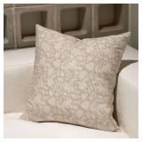 Amor Virisso Floral Throw Pillow Covers 18x18 Couch Pillows for Living Room Decorative Accent Pillow Covers Block Print Farmhouse Neutral Pillow Covers Sofa Pillows 1PC, Cream Oatmeal