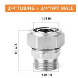 GASHER 2PCS Straight Fitting, 3/4" Tubing 3/4" NPT Male, Brass-Nickel Plated Tube Fitting, For Compressed Air Tube System