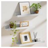 Heimlove Floating Shelves Set of 3, Picture Ledge Shelf, 16 inch Floating Shelves for Wall, White Floating Shelves with Lip for Living Room,Bedroom,Bookshelf, Nursery