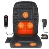 CARSHION Massage Seat Cushion with Heat Back Massager Heated Seat Cover with 5 Vibrating Massage Nodes & 2 Heat Levels Massage Chair Pad for Pain Relief Home Office Use