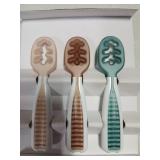 NumNum Baby Spoons Set, Feeding Littles x Silicone Pre-Spoon GOOtensils for Kids Aged 6+ Months - First Stage, Baby Led Weaning (BLW), Teething Spoon - Toddler Utensils - 3 Spoons, Neutrals